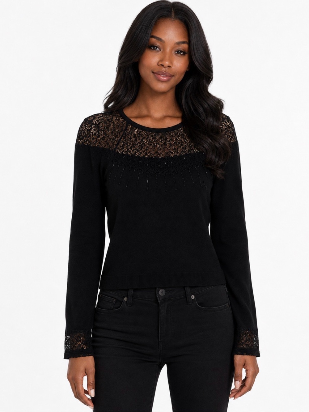 White House Black Market Women’s Sequined Classic Party Sweater Top NWT